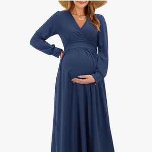 Navy Maternity Maxi Dress